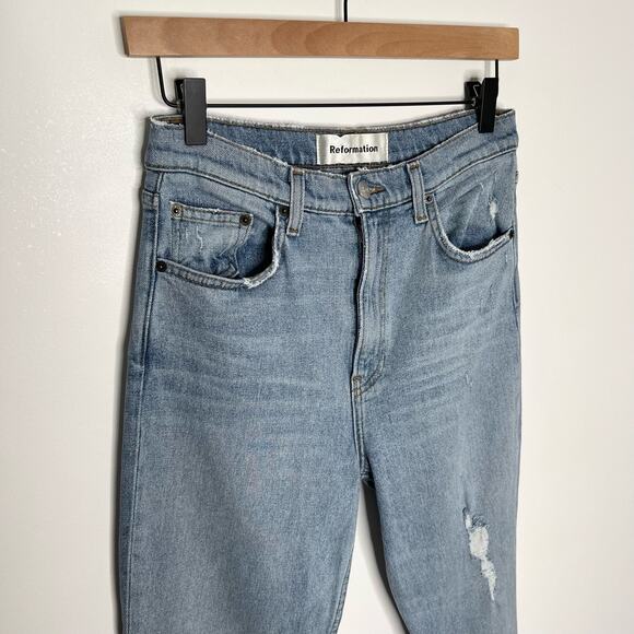 Reformation Women's Hepburn Jean Size 28 Ibiza Wash High Rise Skinny Distressed - Picture 4 of 10